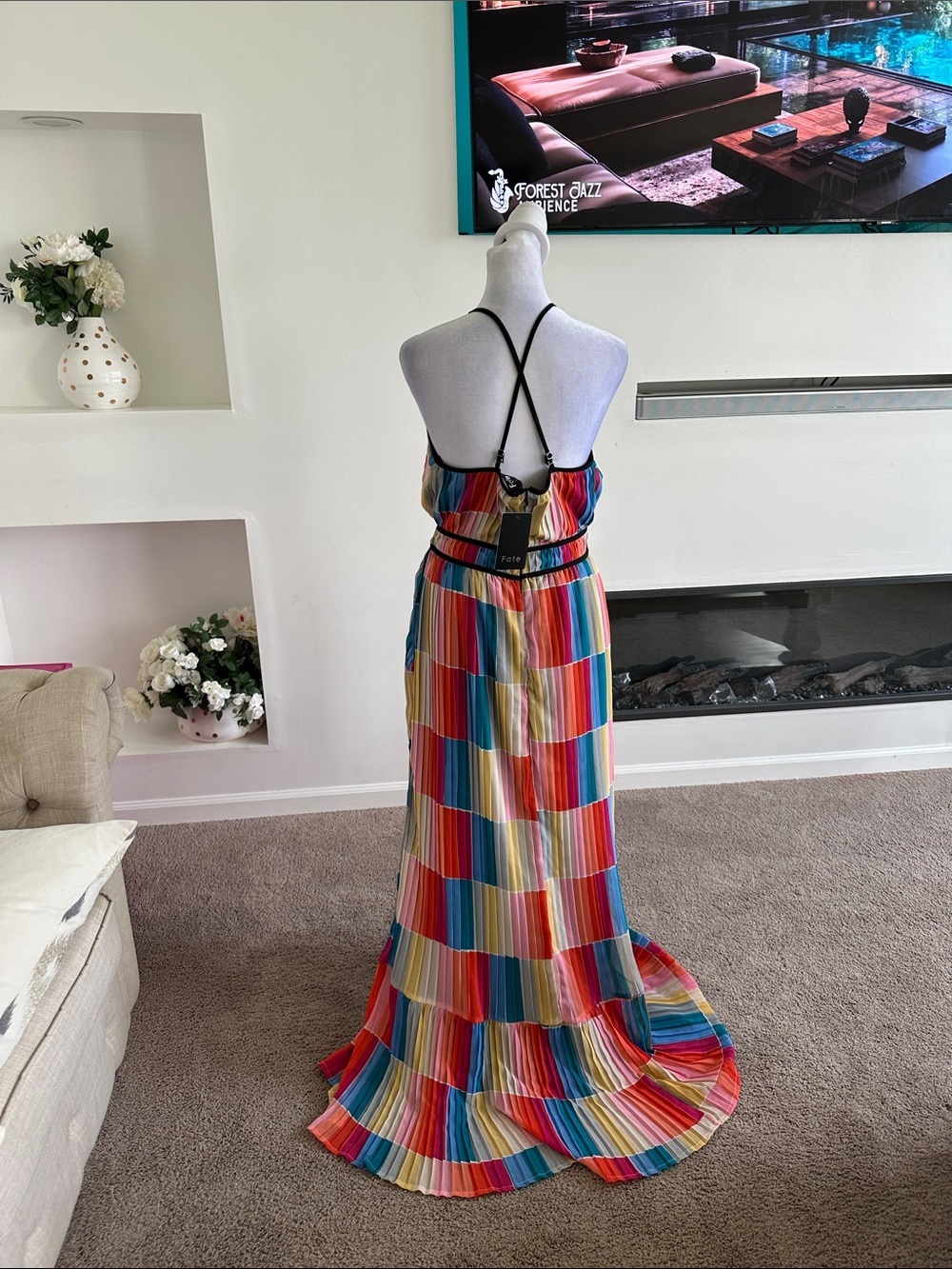 Fate Multicolor Striped Halter Maxi Dress - Picture 4 of 9